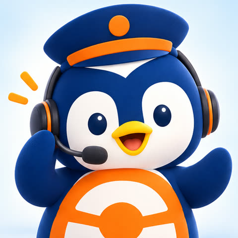 ヘッドセットをつけたペンギンの教官